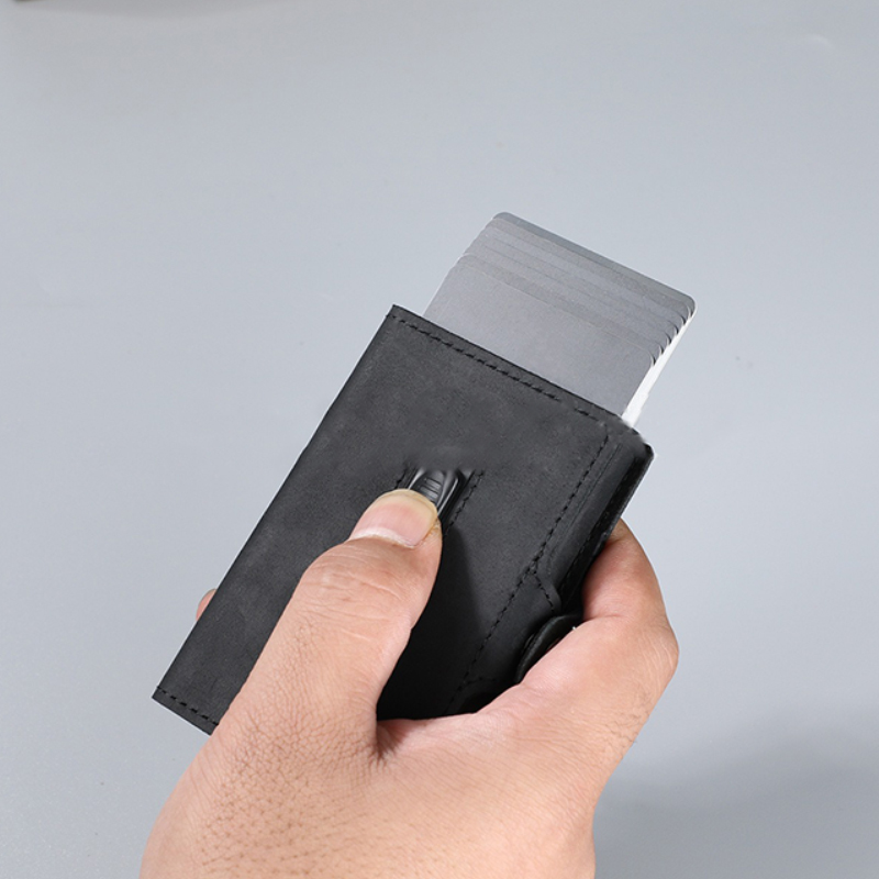 Low MOQ Mix Models RFID Blocking Aluminum Cards Holder Wallet Saffiano Leather Card Holder For Men
