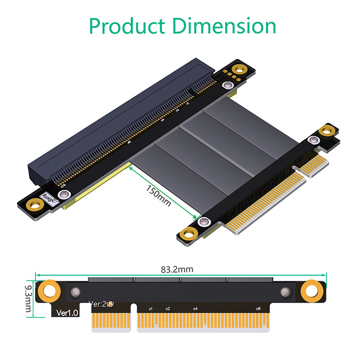 1OZ 8Gbps 16X To 8X PCIE Express Extension Cable FCC Easy To Install