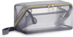 Wholesale Portable Large Black Mesh Cosmetic Bag Open Flat Organizer Travel Bag For Men Women from china suppliers
