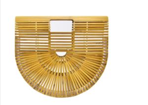 Wholesale Ins Popular Women Charcoal Rattan Bamboo Clutch Bag , Open Closure Bamboo Handbag from china suppliers