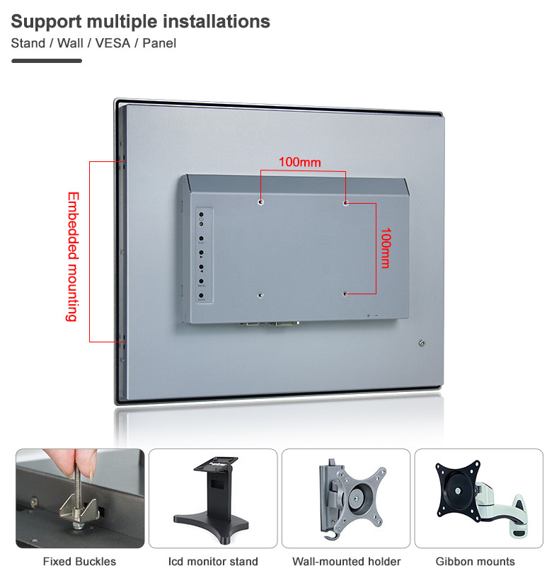 17inch Capacitive Touch Monitor Industrial With Display Brightness 400 24VDC