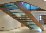 Carbon Steel Beam Zig Zag Glass Straight Flight Staircase Tempered Glass Stair