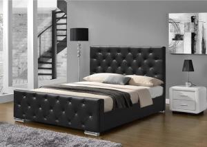 Wholesale Crushed Velvet King Size Upholstered Bed Frame Plywood Black Faux Leather Europe Style from china suppliers