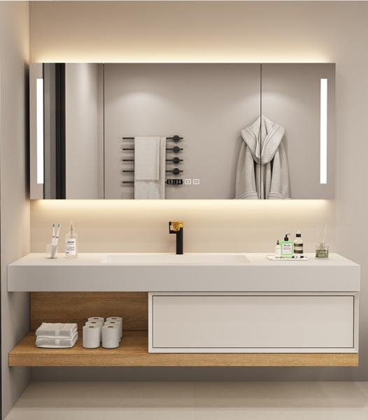 Yellow Topcoat Contemporary Bathroom Cabinets 850mm Height Watertight Plywood