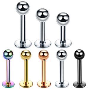 Wholesale Surgical Steel Assorted Colors Labret Stud Lip Piercing Ear Cartilage Tragus Helix Ring Fashion Charming Jewelry from china suppliers