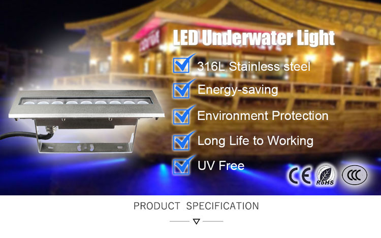 316l Stainless Steel Rgb Underwater Lights , 9x4w IP68 Underwater Light