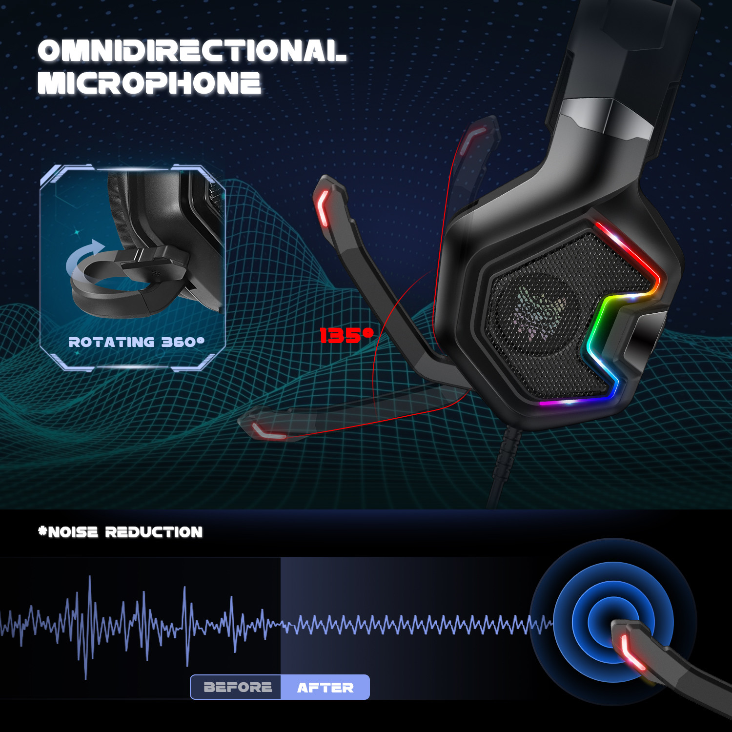 FCC 2.2m Wire Ps4 Gaming Headset 100mA Onikuma K10 Pro For Gamer
