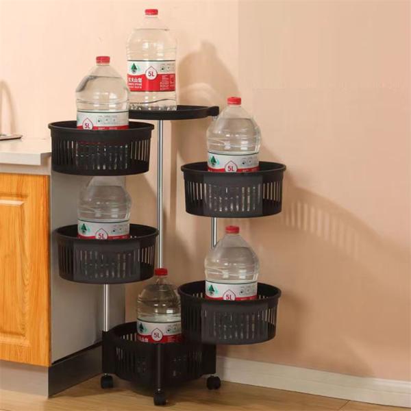 Standing Type 3 Layers Metal Round Pantry Storage and Organization for Kitchen Cabinet