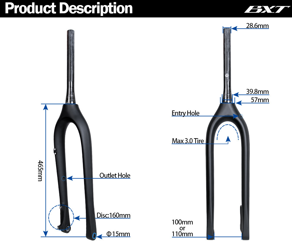 T1000 Carbon Fibre Suspension Forks MTB Disc Brake Carbon Fiber Road Fork 275