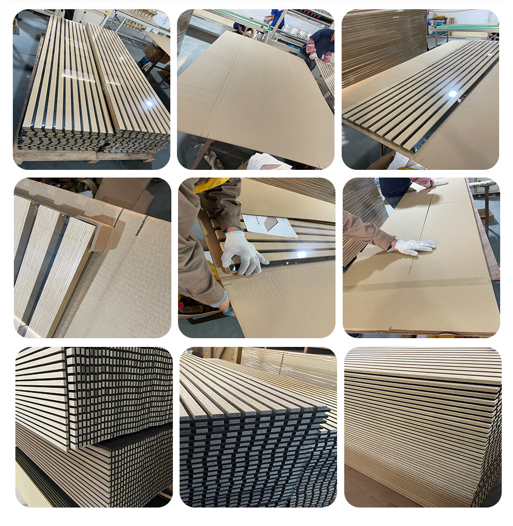 2400*600*21 mm Standard Size Wooden Slats Polyester Fiber Decorative Panel for Bedroom