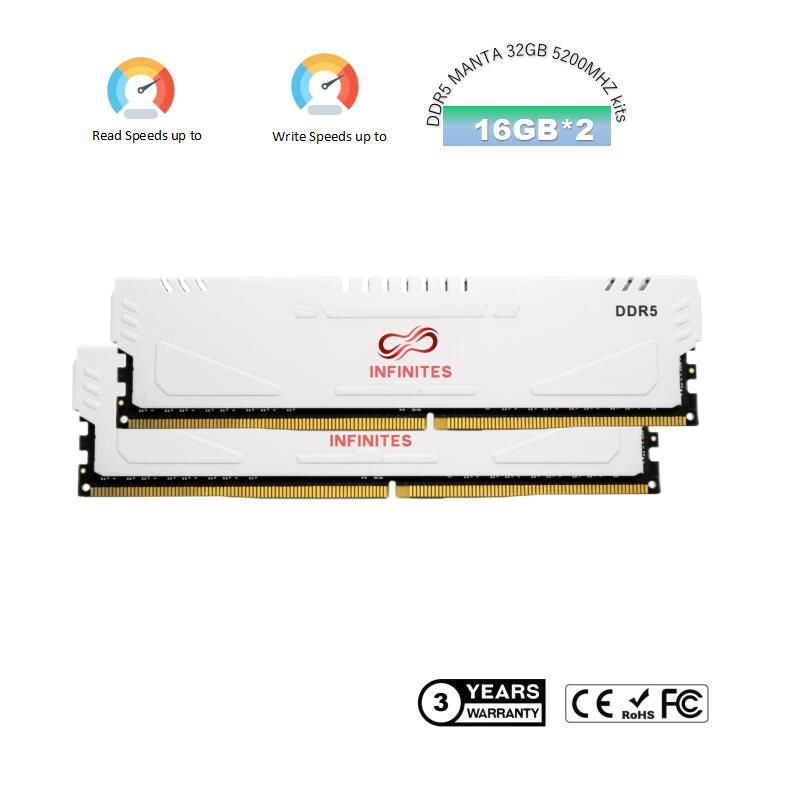 Memory Module Manta 32GB*2 16GB 64GB DDR4 5200MHz 288pins DDR5 RAM with Heat Sink