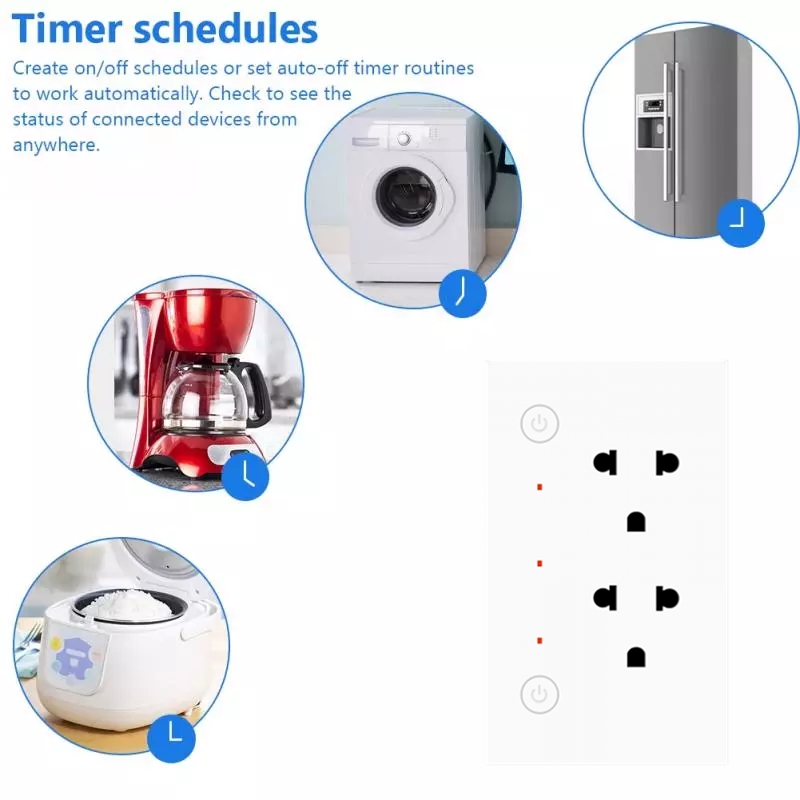 16A 3kw Wireless Multi Plug ZigBee Multi Outlet Remote Control