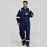 Lightweight Hi Vis Fire Retardant Coveralls Cotton Navy Blue Anti Safety Uniform