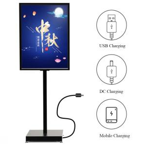 Wholesale Retail Store Floor Standing Poster LED Lighting Metal Box Gold POP Poster Display Stand from china suppliers