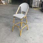 Cafe Bistro Bar Stool White Rattan Counter Height Chairs Outdoor Restaurant