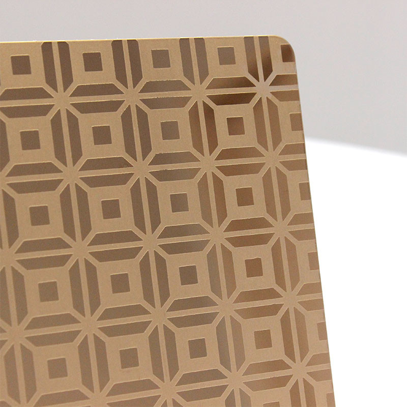 SS304 Stainless Steel Plate Mirror Finish Rose Gold Etched Elevator Sheet