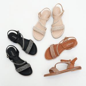 Wholesale BS170 Fashion Sandals Women'S European And American Rhinestone Cross Strap Back Zipper Wedge Heel Mid-Heel Women'S Shoes from china suppliers