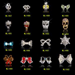 Wholesale Gold Silver Rhinestone Alloy Skull Nail Art New Arrival Halloween Nail Jewelry ML1487-1502 from china suppliers