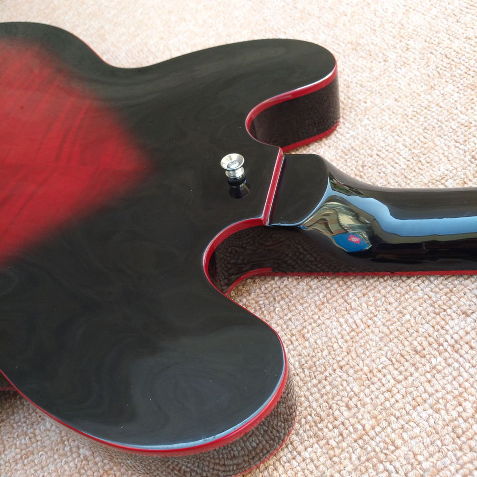 New high quality hollow body jazz 335 electric guitar, Maple top & back Dual tone output electric guitar, free shipping