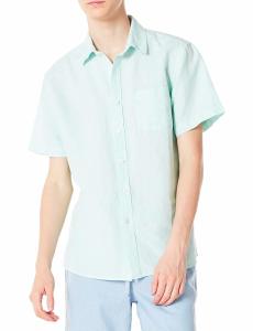 Wholesale Curved Hem Mens Casual Short Sleeve Shirts 52% Linen 48% Cotton Blend from china suppliers