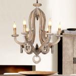 Distressed white wood orb chandelier for Home lighting (WH-CI-54)