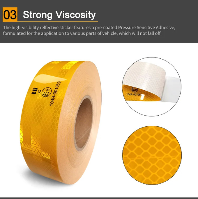 Hi Vis Adhesive Reflective Truck Tape White Yellow Red ECE 104 R ECE-104