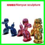 Hotel mall deco metal effect robert dog statue as decoration in park or hall
