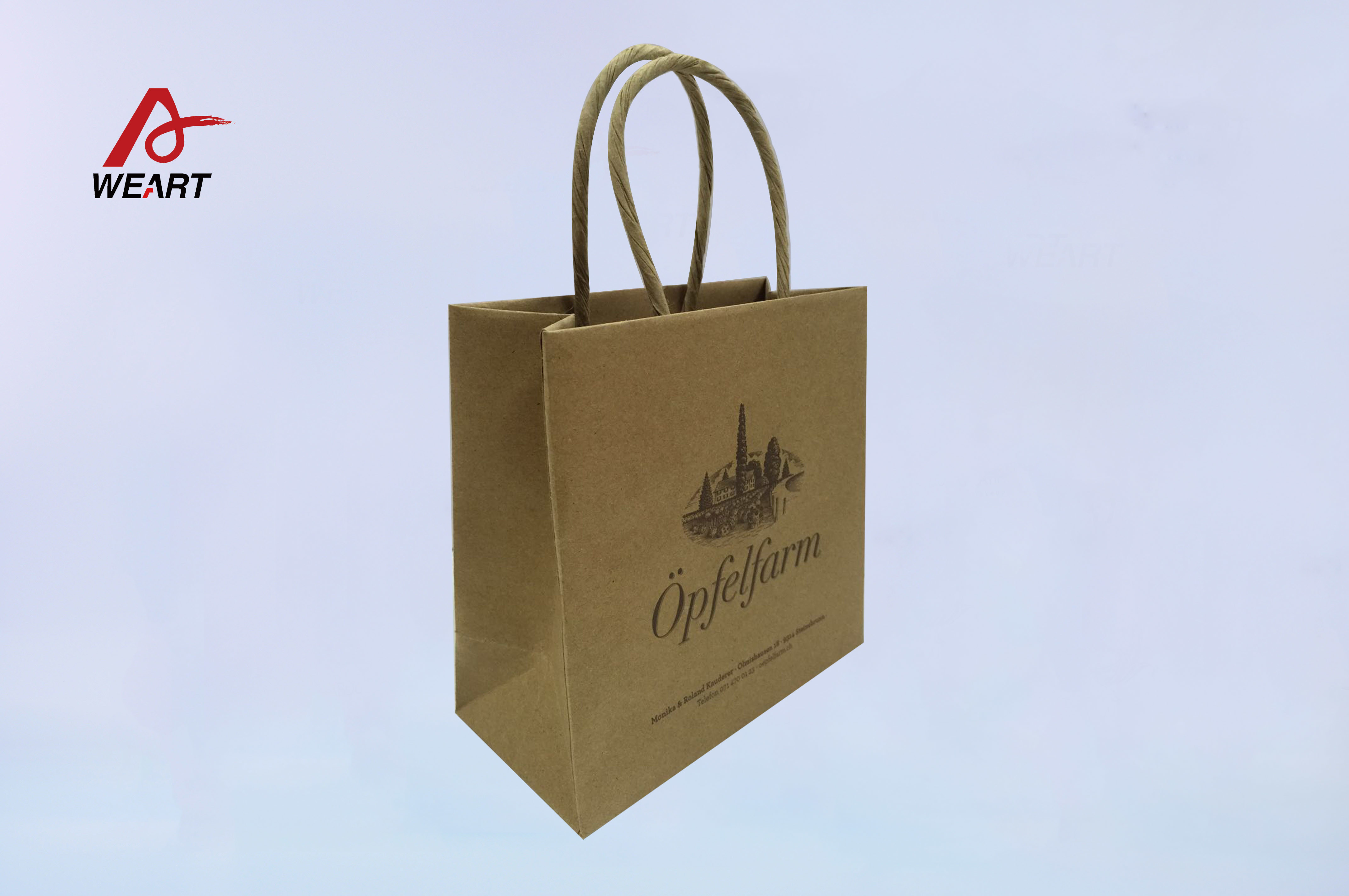 Twisted Handle Brown Kraft Paper Bags , Bulk Paper Retail Shopping Bags