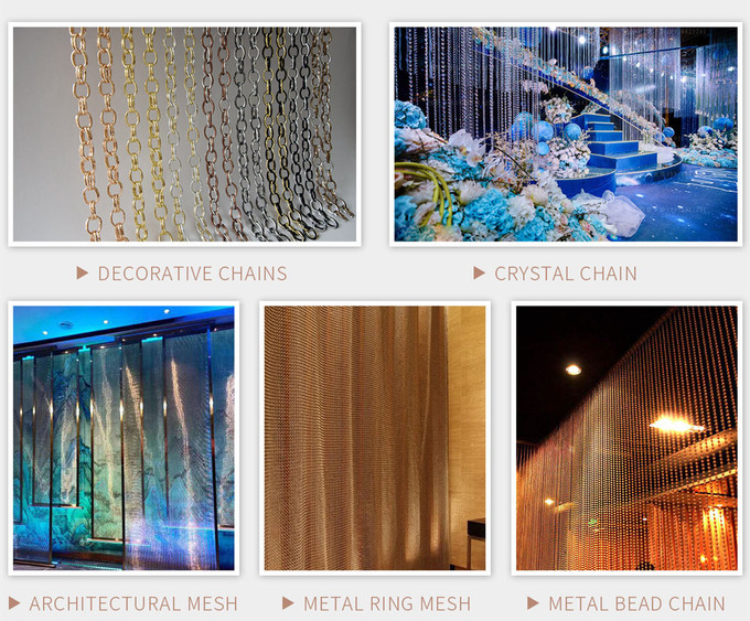 1.6mm Anodized Aluminum Chain Curtains Copper Color For Architectural Wall Decoration