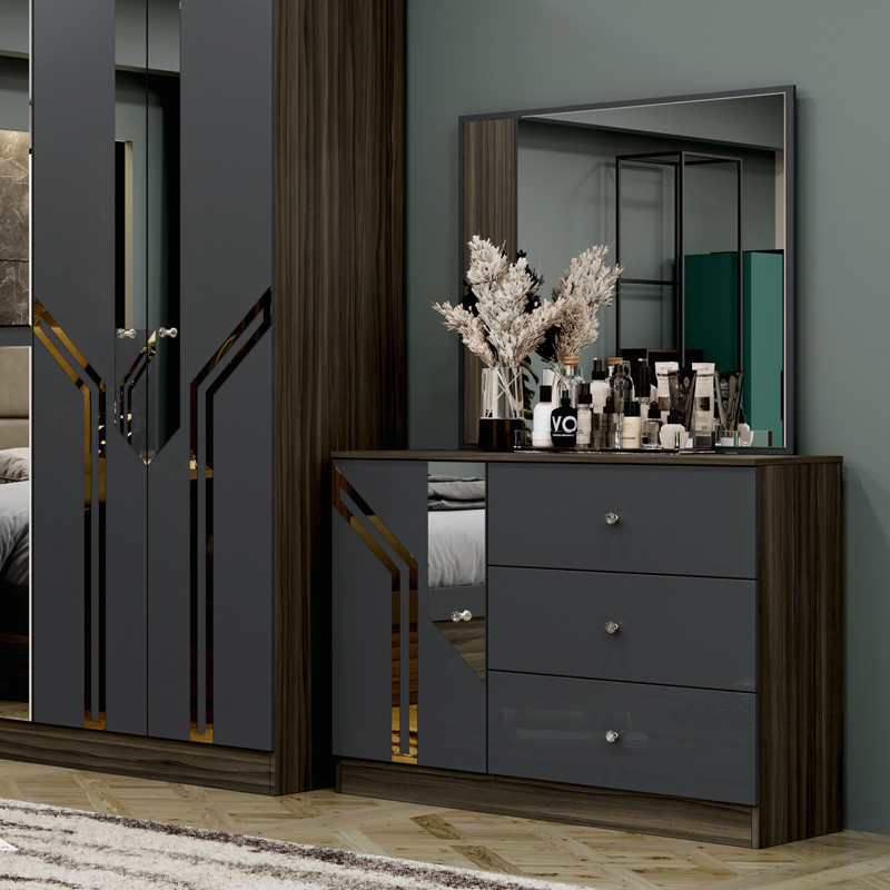 Wholesale Cheap Luxury Wood Frame Double King Size Bed Set Modern Home Turkish Wooden MDF Full Bedroom Sets Furniture
