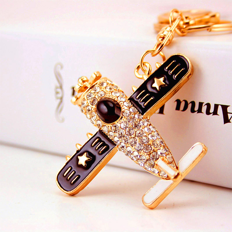 6inches Custom Airplane Keychain Diamond Alloy Crystal For unisex
