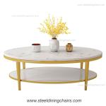 Oval Mable Top 125cm 57cm Stainless Steel Coffee Table For Living Room