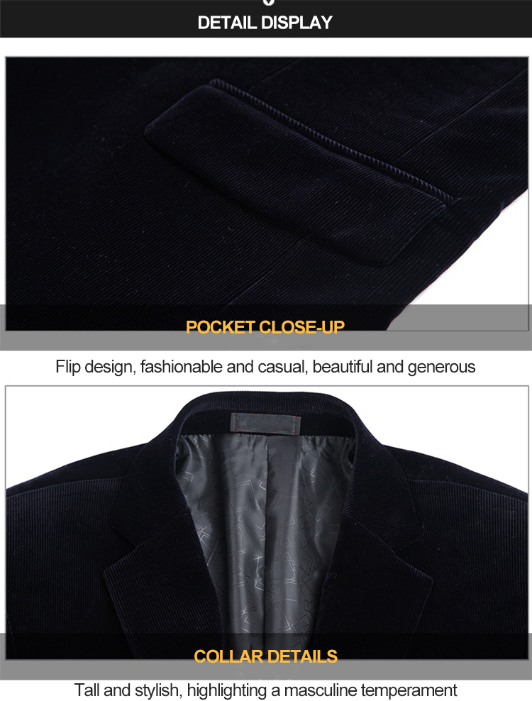 Nonwoven Weaving Method Men's Casual Suit Jacket Spring and Autumn Cotton Corduroy Suit