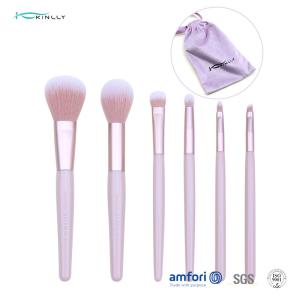 Wholesale 6PCS Aluminum Ferrule Pink Handle Makeup Brushes from china suppliers