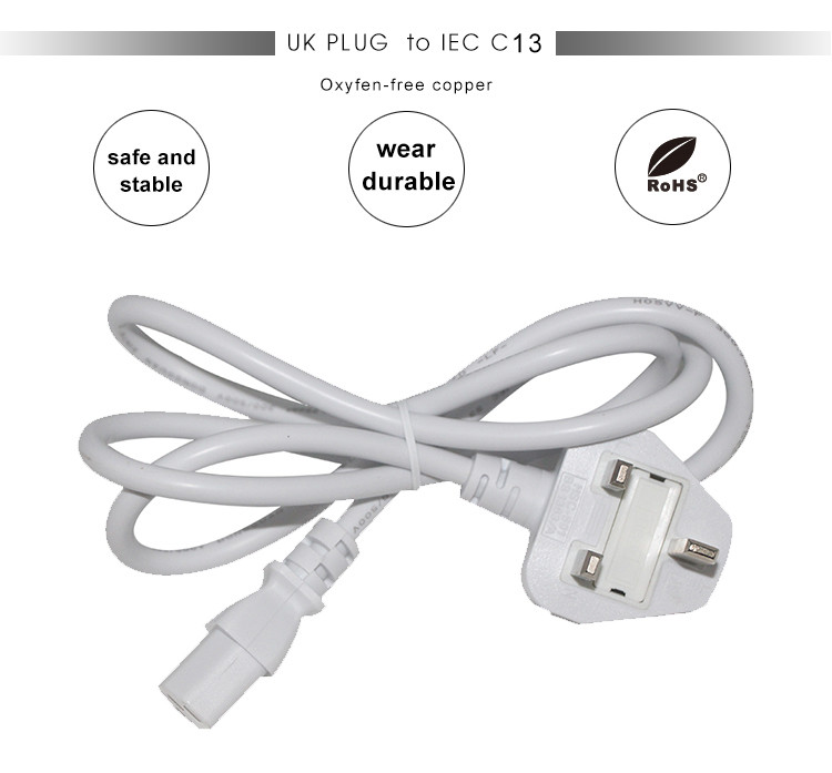 British Fused 3 Prong Power Supply Cable Cord IEC320 C13 To UK PLUG BS1363
