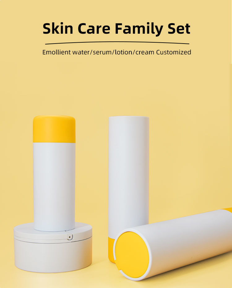 Replaceable Plastic Bottom Rotary 30ml 50ml 100ml Lotion / Essence Bottle 50g Cream Jar Skincare Family Packaging Set