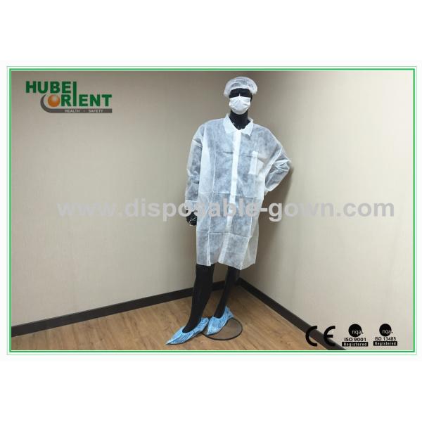 Economical SMS/Non-Woven Disposable Lab Coats With Knitted Collar And Velcro