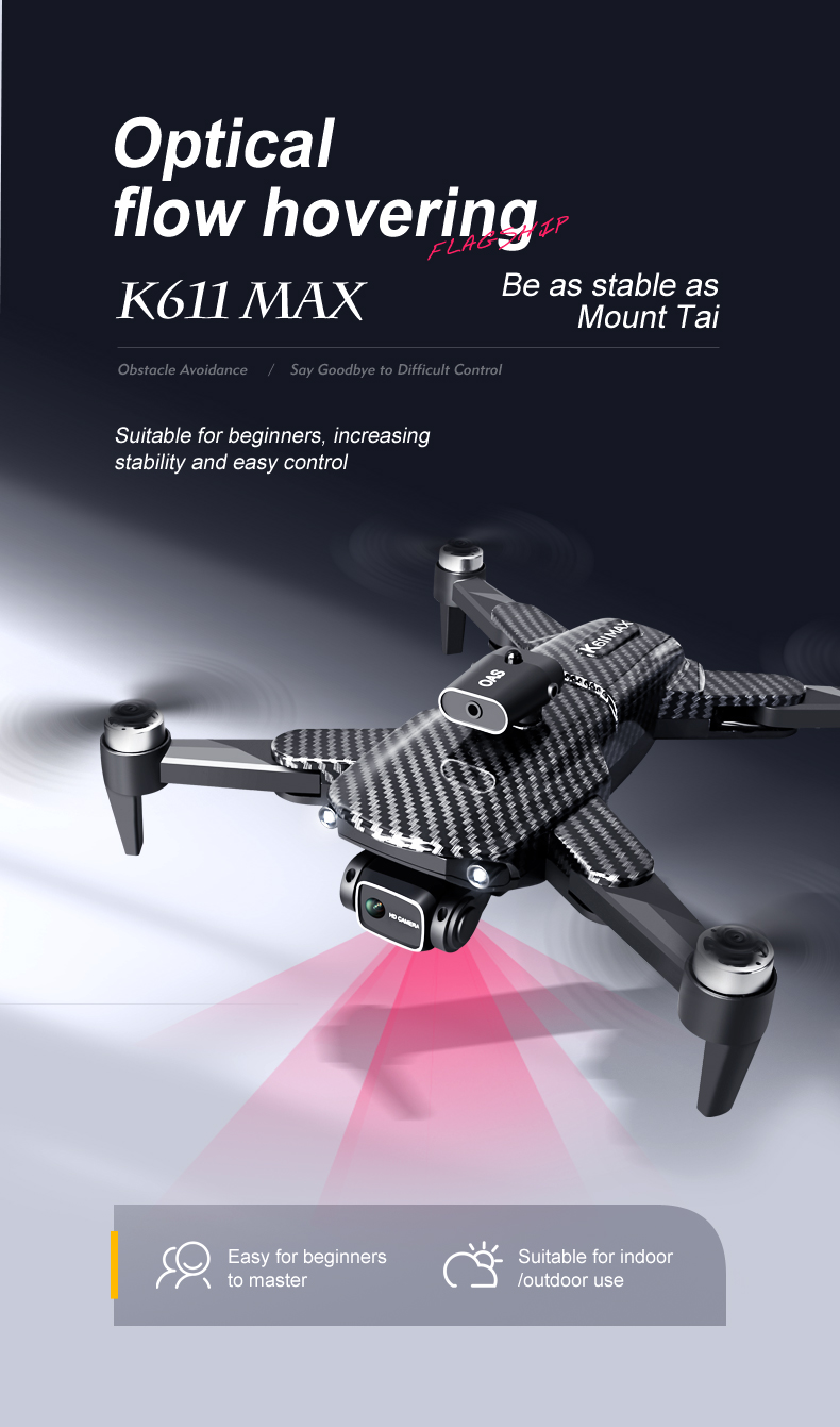 K611 Max 4k Dual Camera Drone Wide Angle Obstacle Avoidance Battery Type lipo battery Optical Flow Hovering Fpv Drone