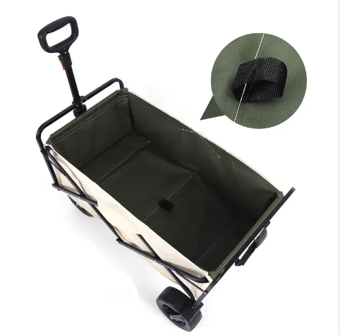 86*46*85 Dimension Steel Frame Outdoor Camping Folding Cart with Table and Four-Wheel