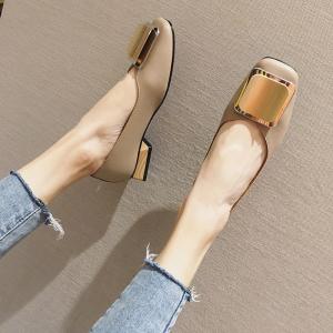 Wholesale HZM023 Thick Heel Single Shoes Women Low Heel Shallow Mouth Mary Jane Women'S Shoes New Peas Shoes Square Toe Flat Shoes from china suppliers