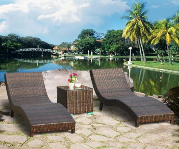 Leisure Aluminium PE Rattan Chaise Lounge chairs Outdoor Garden patio beach