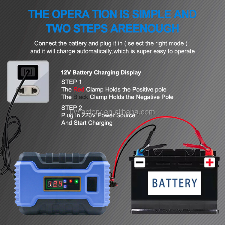 12V 6A 10A 15A Car Battery Charger Pulse Repair Charger for Gel AGM Lead Acid Battery Motorcycle / Scooter OCP Protection