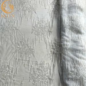 Wholesale Beautiful White Embroidered Glitter Lace Fabric MDX 20％ Polyester For Dresses from china suppliers