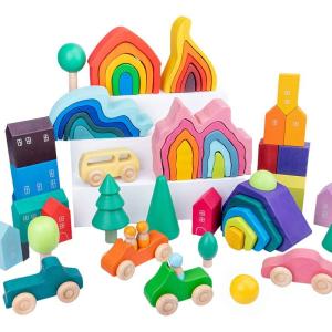Wholesale Coral Earth Wooden Blocks Toys Wood Rock Set Balancing Blocks Natural Wood Toy from china suppliers