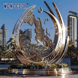 Wholesale Large outdoor square forged metal abstract ring stainless steel sculpture from china suppliers