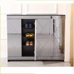 Melamine MDF Diamond Cut 100cm Mirrored Shoe Cabinet