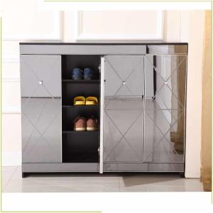 Wholesale Melamine MDF Diamond Cut 100cm Mirrored Shoe Cabinet from china suppliers