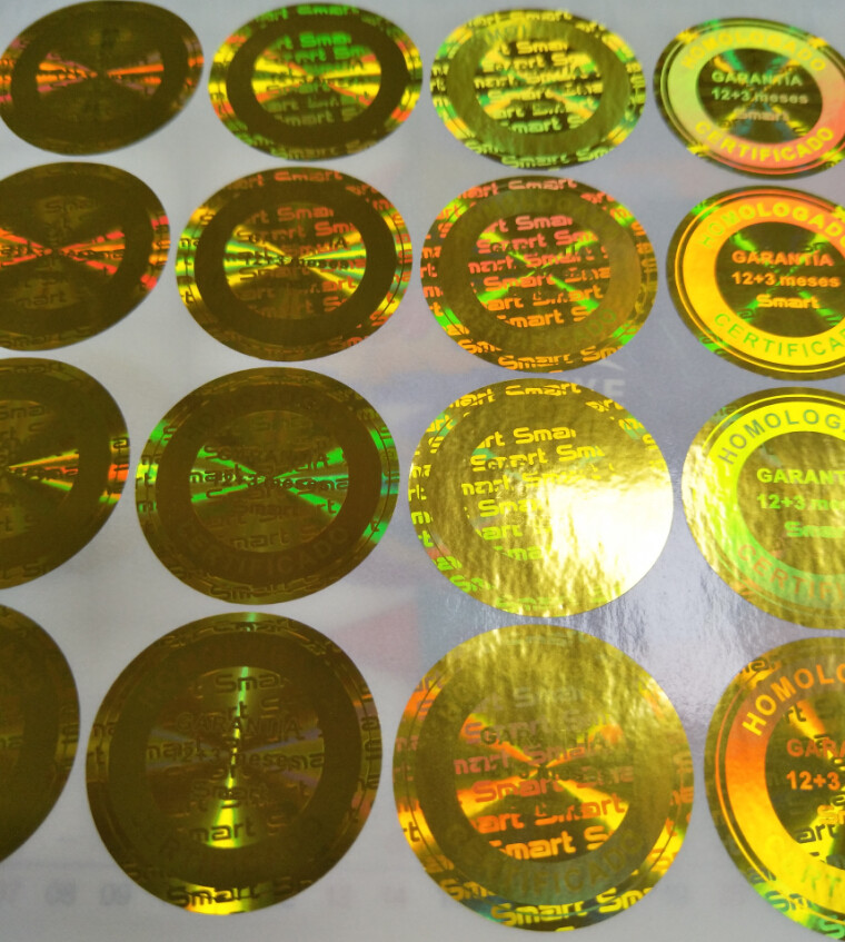 Gold lasering hologram sticker factory made pure 3D holographic sticker seal like the picture