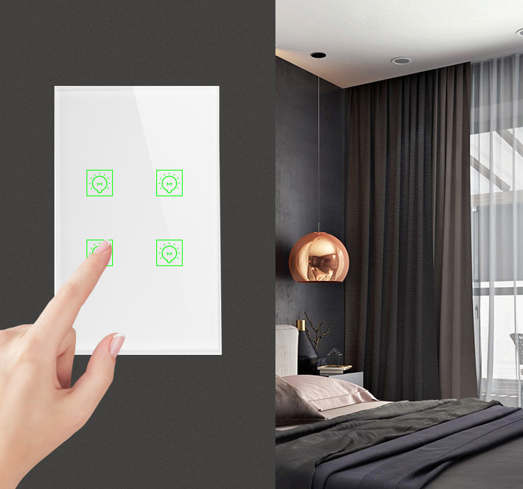 Smart Home 1/2/3/4 Gang Glass Panel Wifi Touch Switch Voice Control Light Wall Switch With Google&Alexa