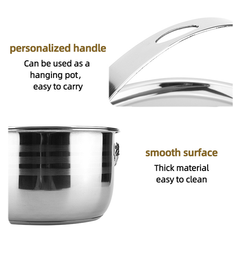 Best Selling Silver Stainless Steel 201 Round Outdoor Dinner Cooking Pot Sets Camping Soup Pot And Frying Pan Sets